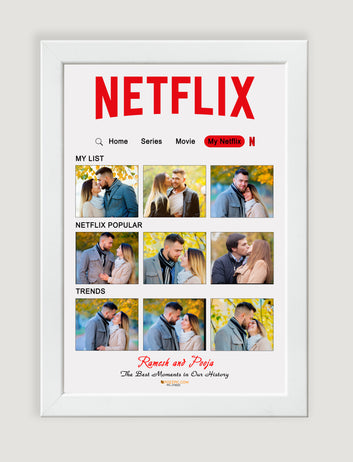Netflix Theme Customised Photo wtih date and name white Frames