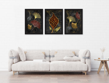 Modern Art Floral Painting For Living Room Bedroom Office Wall Decoration Wood Premium Paintings With Frame For Home 3 set