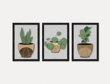 Looking good Abstract Shapes Floating 3 Set for Living Room, Bedroom, Home, Office, Hotels