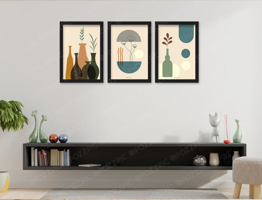 Premium Digital Painting with Frame Abstract Wall Painting Set of 3 Living Room, Bedroom, Home, Office, Hotels