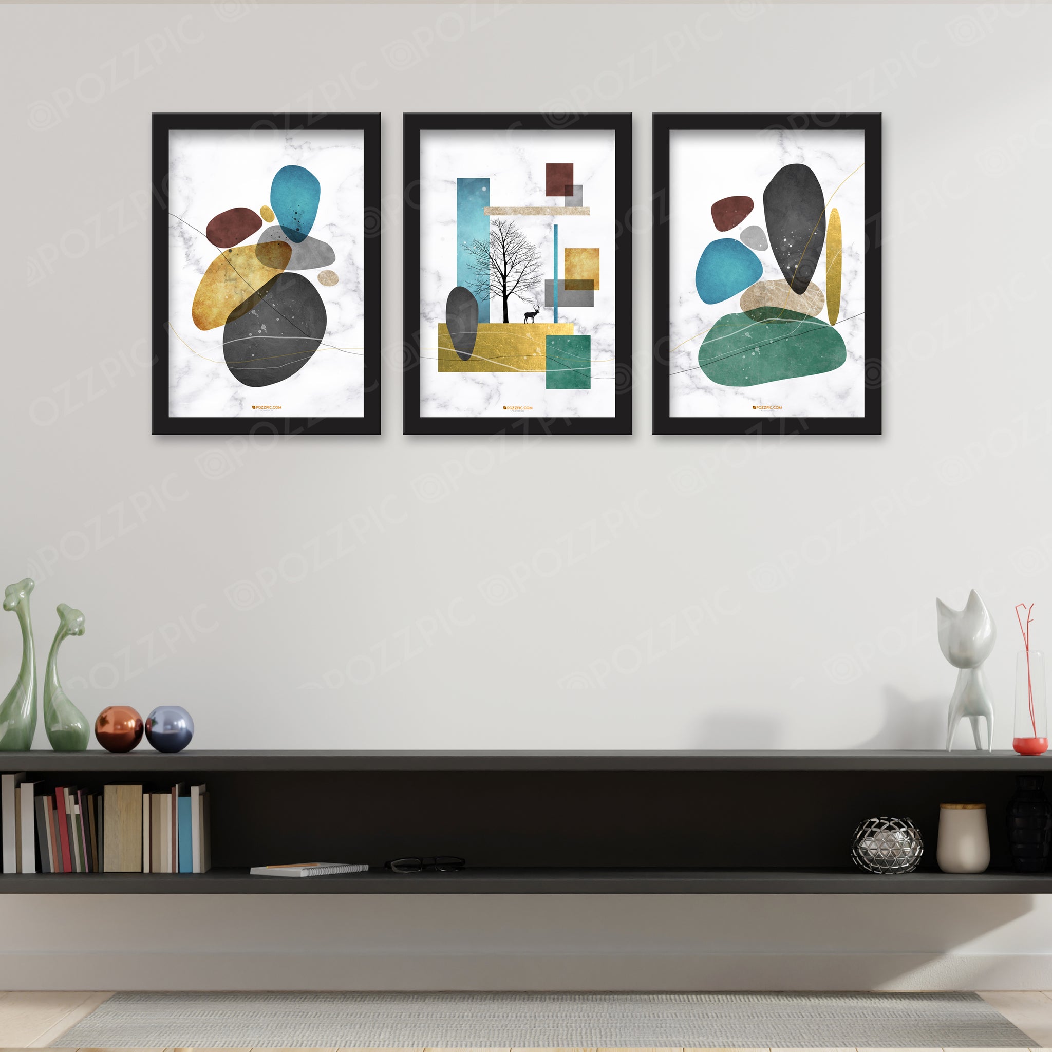 Onyx Stone Boho Painting - Set of 3 forLiving Room, Bedroom, Home, Office, Hotels