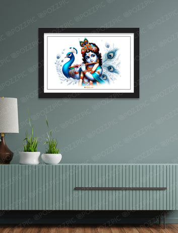 Baby Krishna Photo Posters with framed for Pregnant Women, Cute Little Bal Gopal Poster For Room Wall Decoration