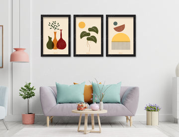 Raja shahi Wall Painting set of 3 Wall art framed paintings abstract Decor Wall Art Wall Prints life Wall Painting for Living Room, Bedroom, Kitchen and Office