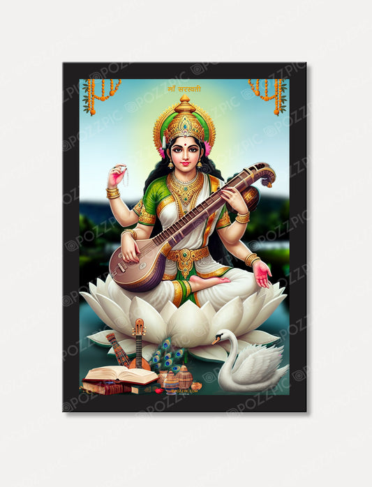 Jai Maa Saraswati Beautiful Photo Picture  for School, office and home