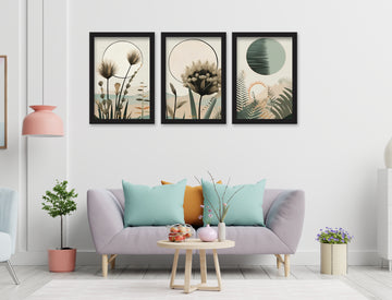 Gracie Oaks 3 Piece Wall Décor Set of Framed Wall Hanging Photo Framed | For Hotel, Office & Home