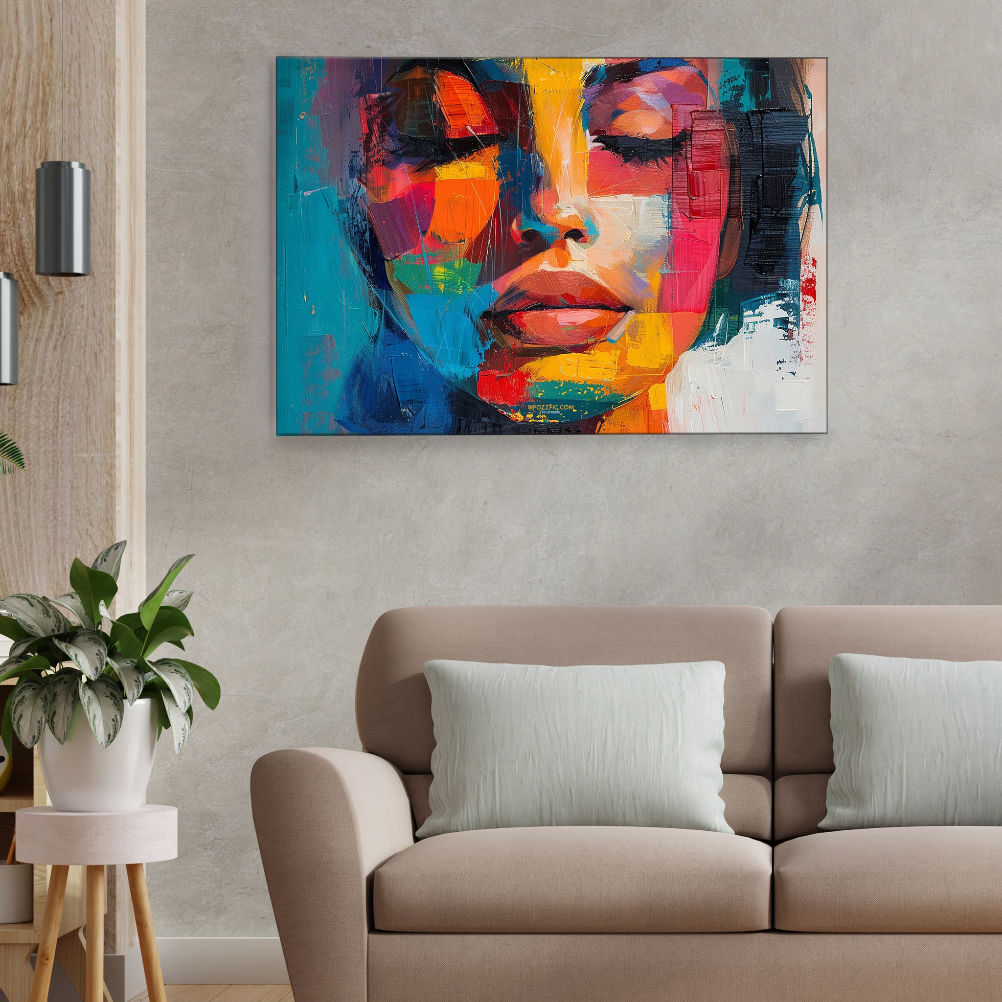 American woman Canvas Art Print and Back side wooden frame Wall Decor
