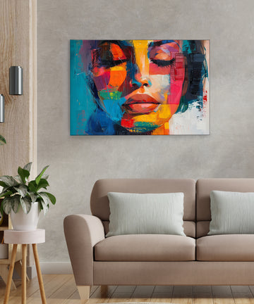 American woman Canvas Art Print and Back side wooden frame Wall Decor