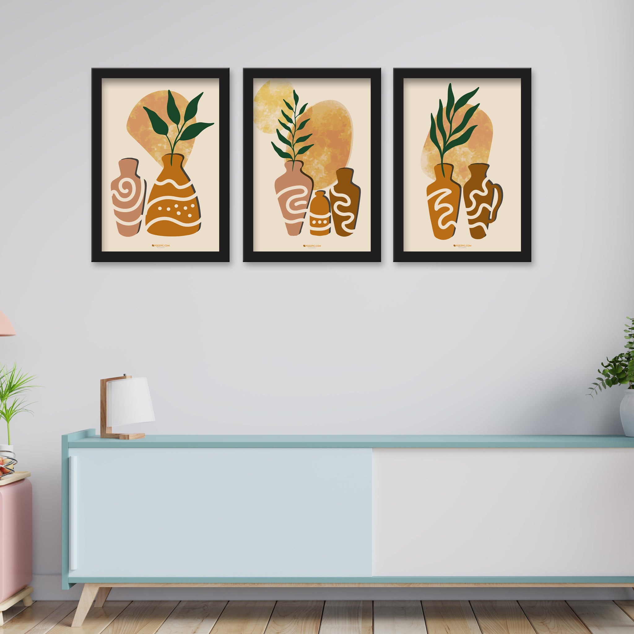 Abstract Art  Set of 3 Piece Wall Décor Set of Framed Wall Hanging Photo Framed | For Hotel, Office & Home