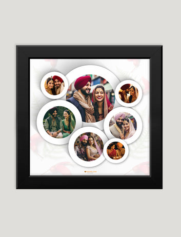 Punjabi Couple photo collage frame black and white premium quality square Frames