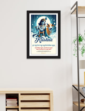 Wonderful krishna photo frame with sholk hindi english home decor