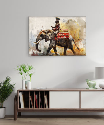 Watercolor-Elephant- Canvas Art Print and Back side wooden frame Wall Decor