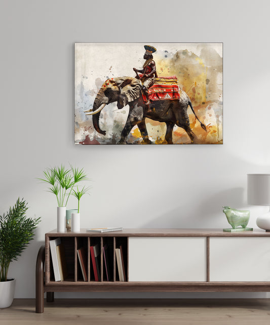 Watercolor-Elephant- Canvas Art Print and Back side wooden frame Wall Decor