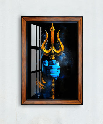 Shiva trishul golden photo frame for home and office