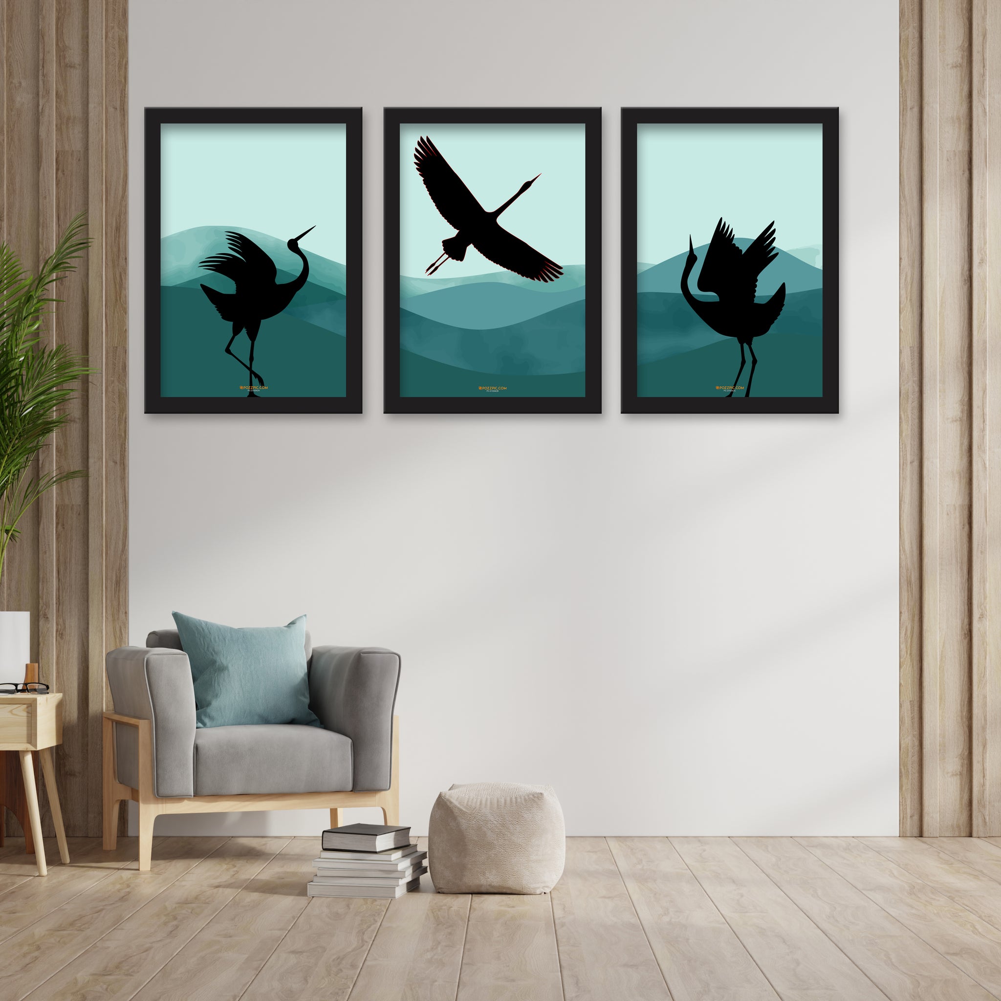 Duke Abstract Modern flower 3 Piece Set of Framed Wall Hanging Photo Frame | For Hotel, Office & Home