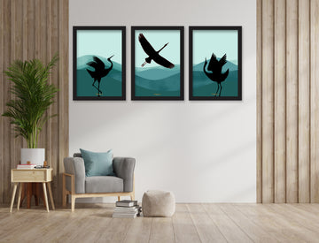 Duke Abstract Modern flower 3 Piece Set of Framed Wall Hanging Photo Frame | For Hotel, Office & Home