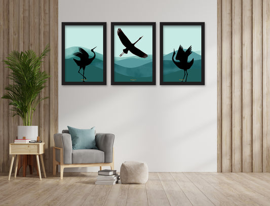 Duke Abstract Modern flower 3 Piece Set of Framed Wall Hanging Photo Frame | For Hotel, Office & Home
