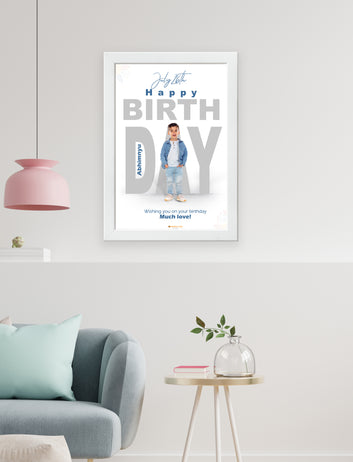 Birthday Customised Photo wtih date and name white premium quality  Frames