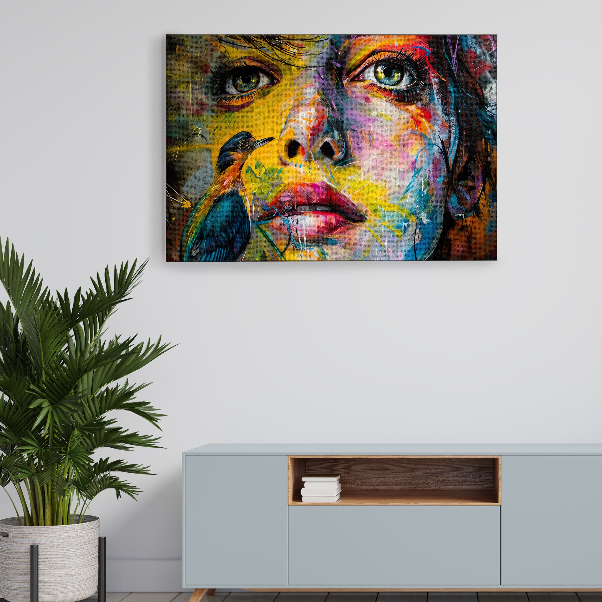 Abstract-portrait Canvas Art Print and Back side wooden frame Wall Decor