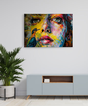 Abstract-portrait Canvas Art Print and Back side wooden frame Wall Decor