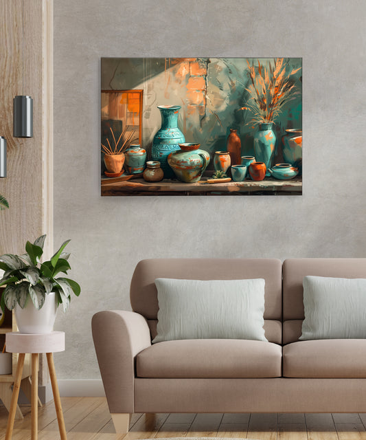 Pottery-illustration  Canvas Art Print and Back side wooden frame Wall Decor