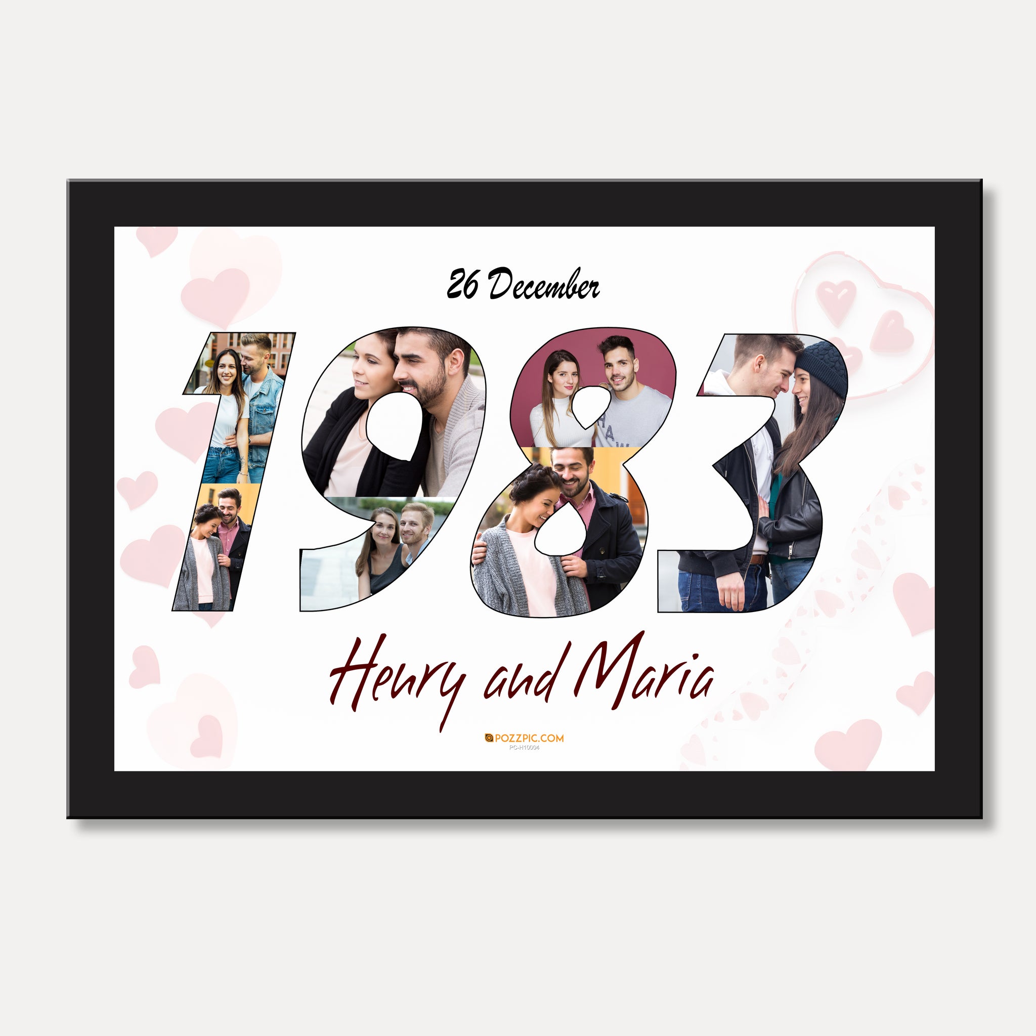 Year Numeric Letter Photo with date and name Collage your photo anniversary gift frame
