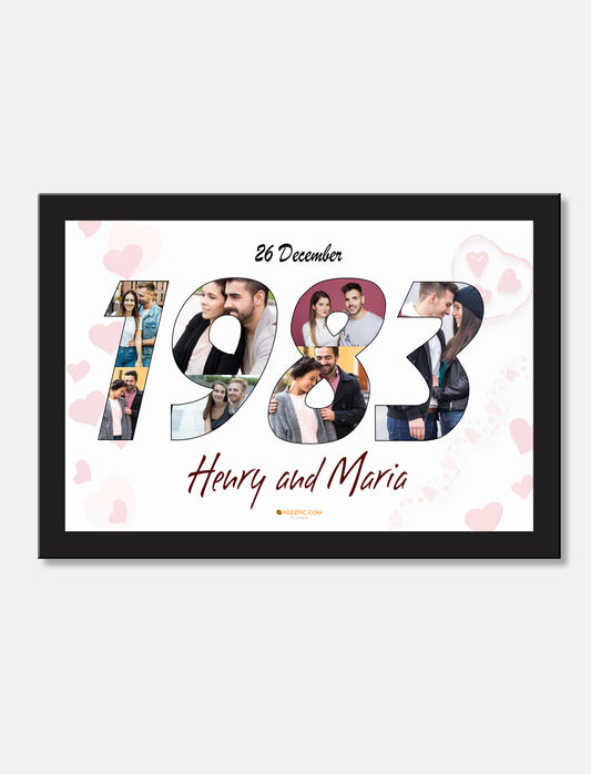Year Numeric Letter Photo with date and name Collage your photo anniversary gift frame