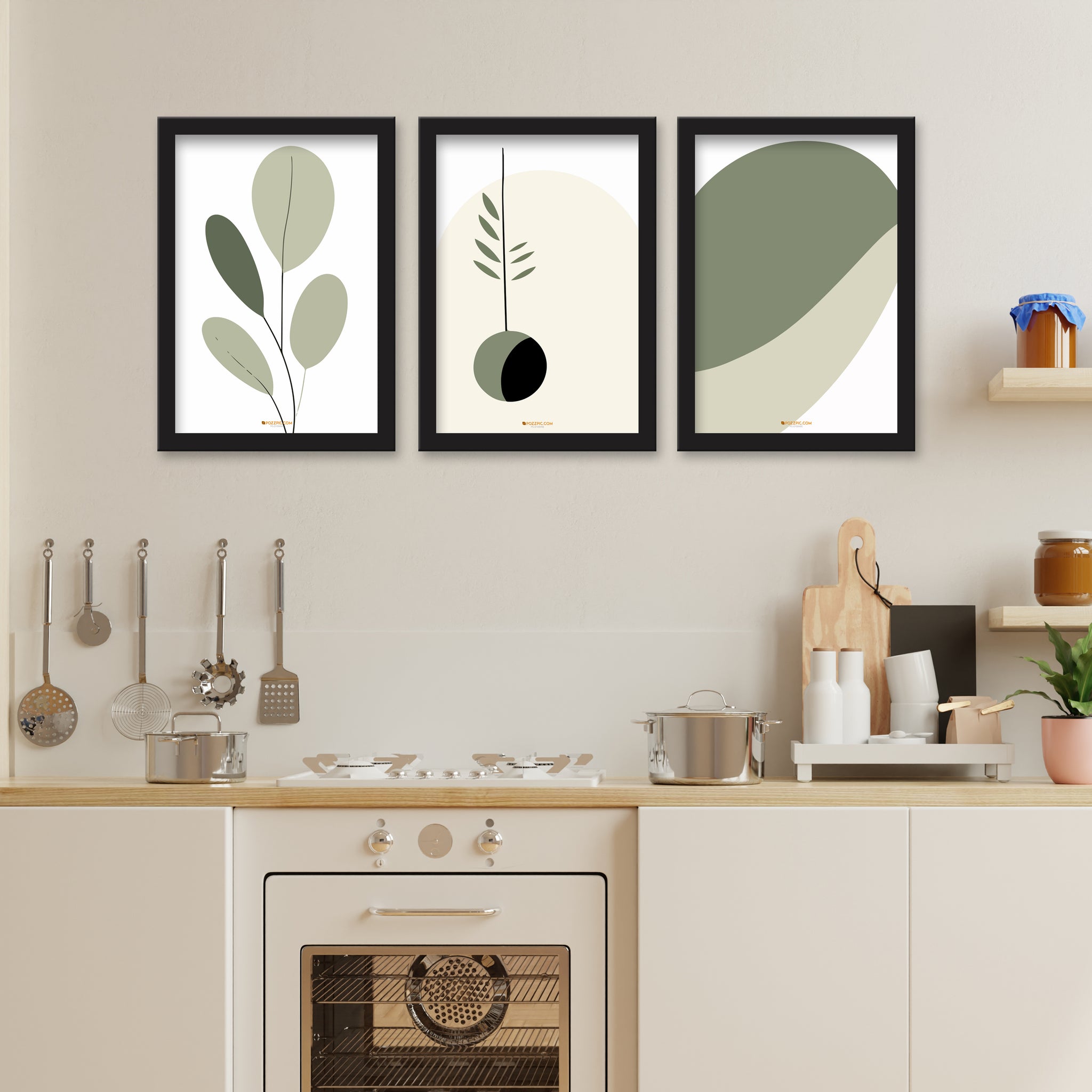 Abstract Modern 3 Piece Set of Framed Wall Hanging Photo Frame | For Hotel, Office & Home