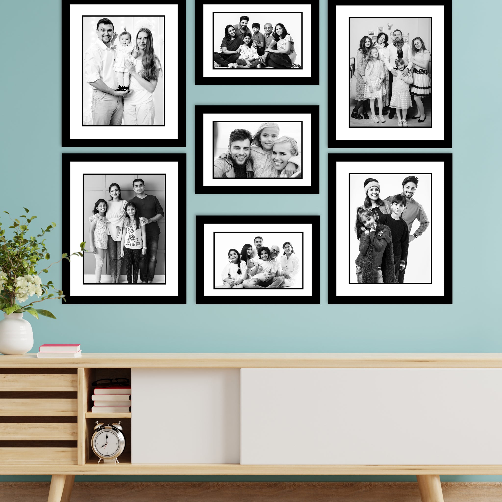 Framed Photo Prints 7  black and white picture, 7 frame Big and small size Multi frame