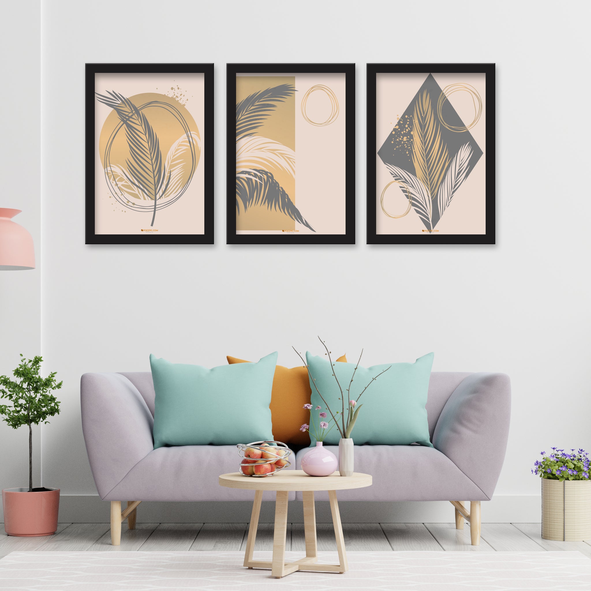 Modern Wall Art Set of 3 Piece Wall Décor Set of Framed Wall Hanging Photo Framed | For Hotel, Office & Home
