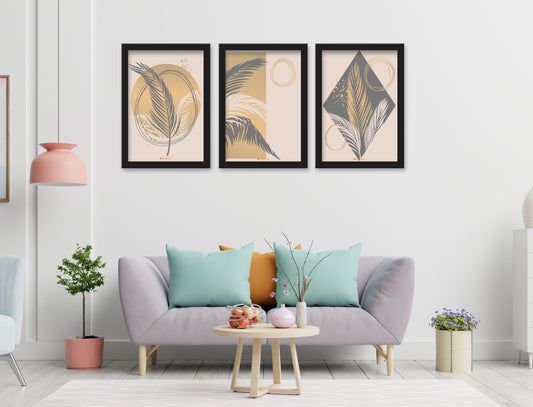 Modern Wall Art Set of 3 Piece Wall Décor Set of Framed Wall Hanging Photo Framed | For Hotel, Office & Home