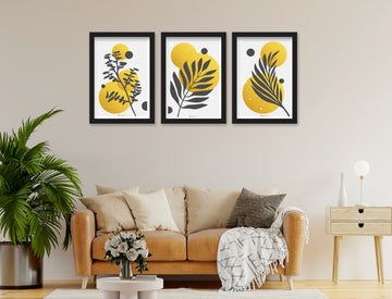 Floral Art  Set of 3 Piece Wall Décor Set of Framed Wall Hanging Photo Framed | For Hotel, Office & Home