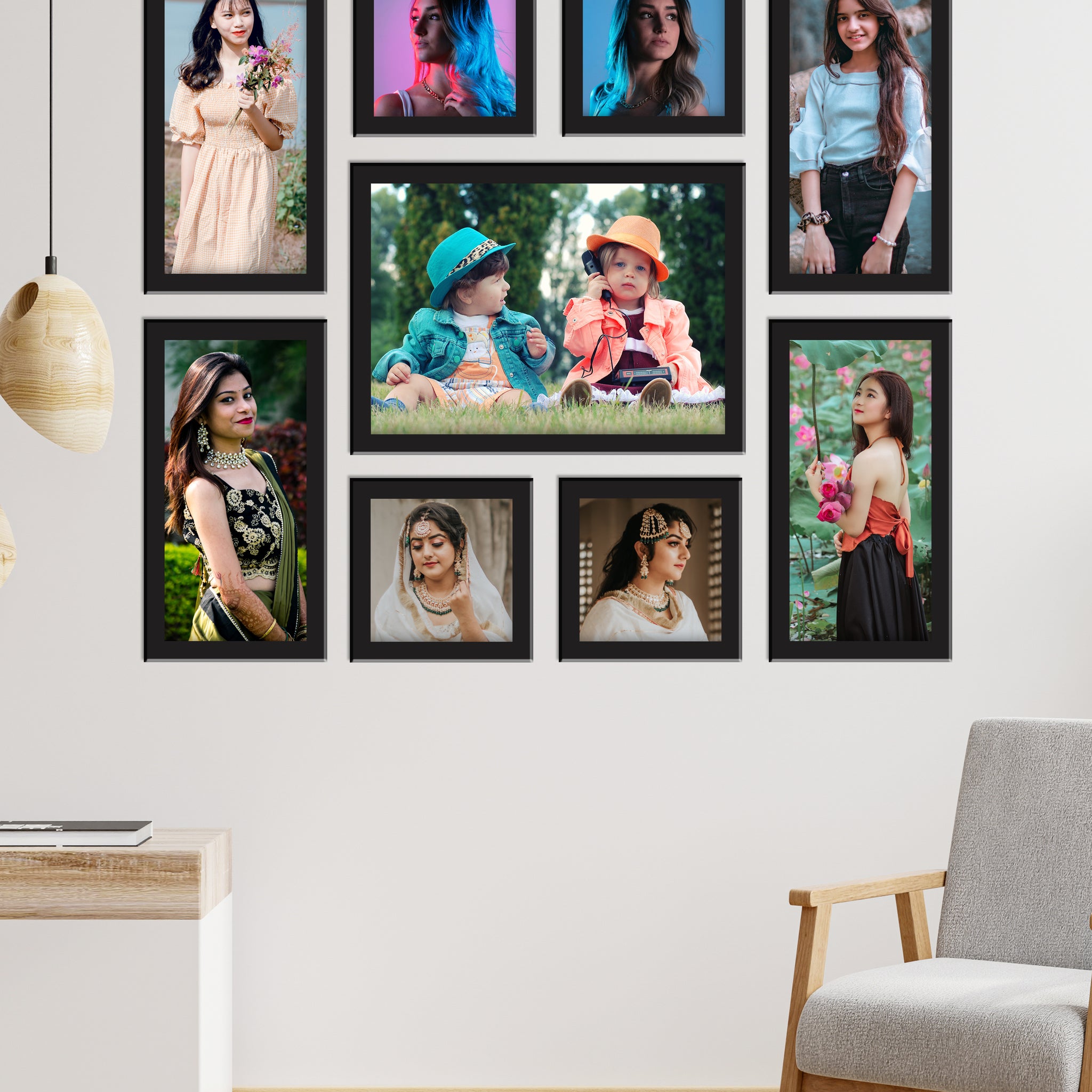 Framed Photo Prints  9 picture, 9 frame Big and small size Multi frame.