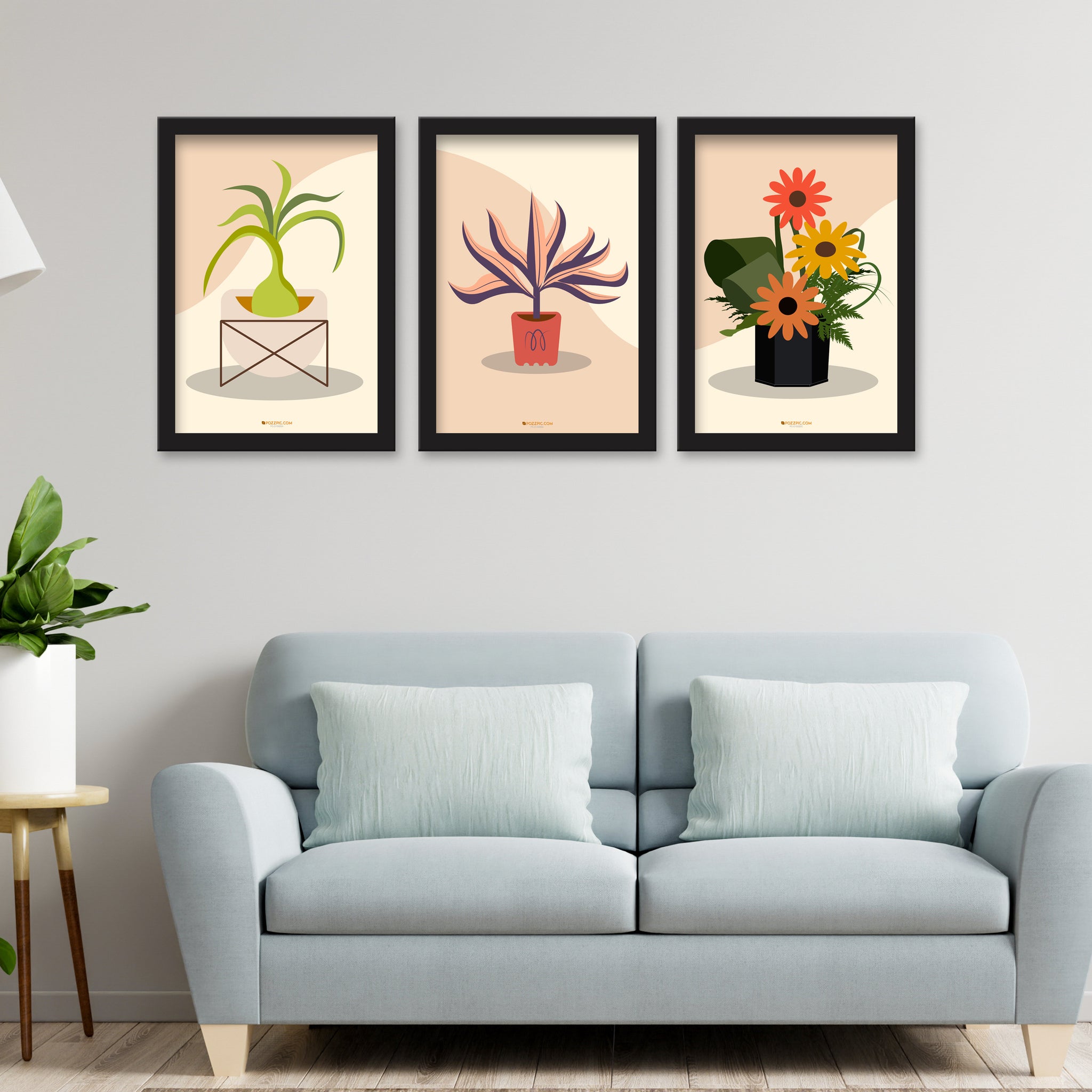 Abstract Painting Wall Art of 3 Piece Wall Décor Set of Framed Wall Hanging Photo Framed | For Hotel, Office & Home