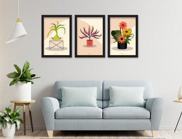 Abstract Painting Wall Art of 3 Piece Wall Décor Set of Framed Wall Hanging Photo Framed | For Hotel, Office & Home