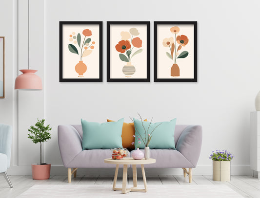 3 Piece Wall Décor Set of Framed Wall Hanging Photo Framed | For Hotel, Office & Home