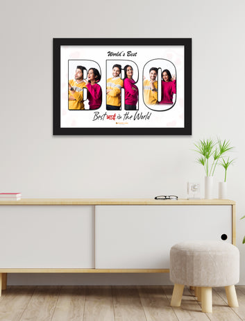 Bro name frame best gift for bro  Personalised  Black Frame