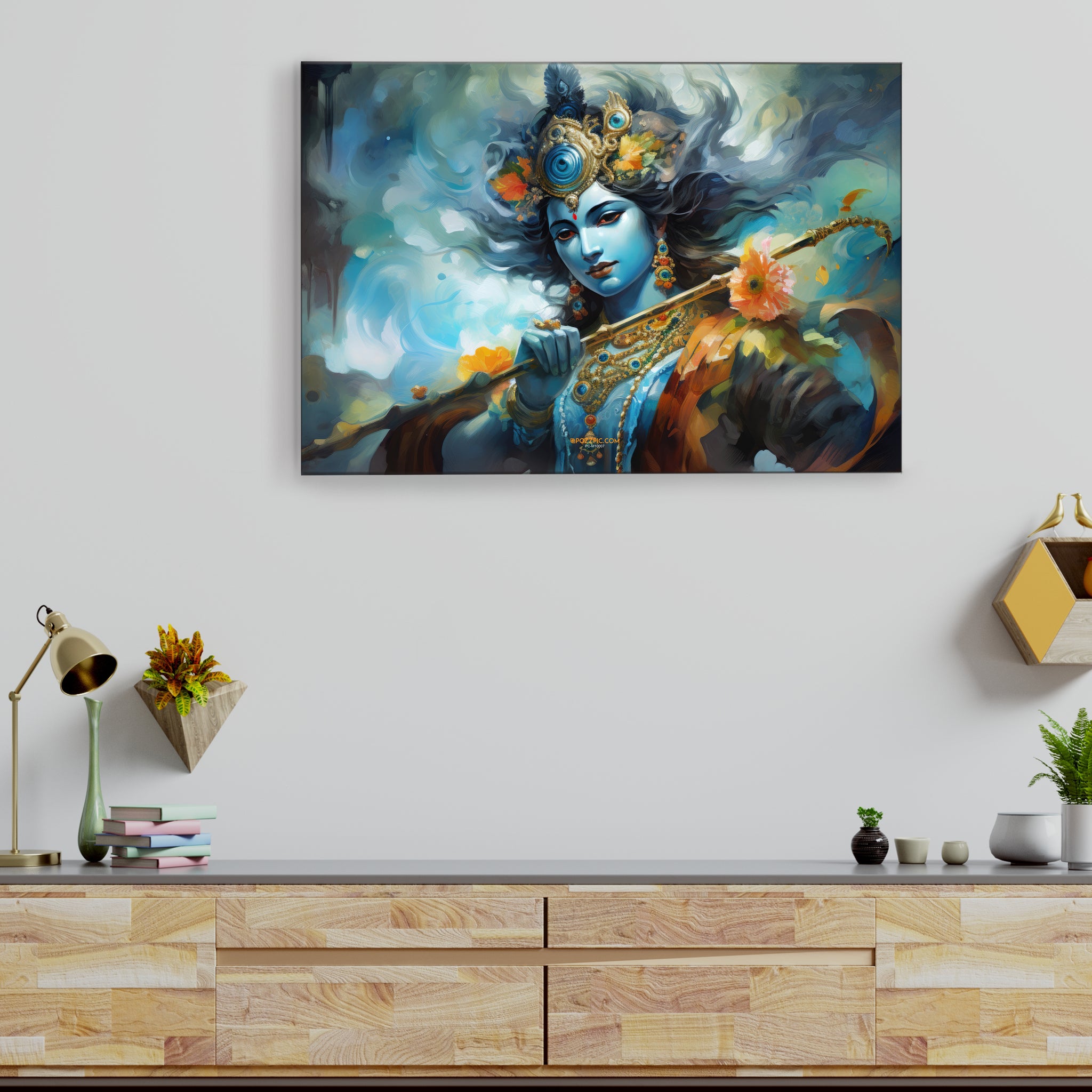 Krishan Canvas Art Print and Back side wooden frame Wall Decor