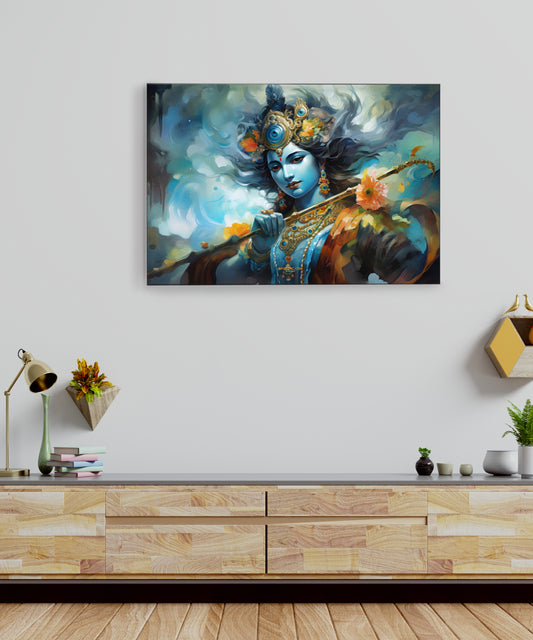 Krishan Canvas Art Print and Back side wooden frame Wall Decor