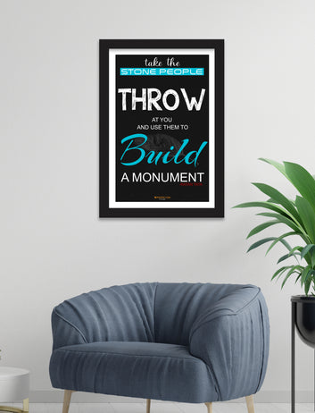 Take the stone people throw at you Motivational word by ratan tata for Living Room, Bedroom, Home, Office, School, Hotels
