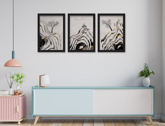 3 Piece Set of Framed Wall Hanging Photo Framed | For Hotel, Office & Home