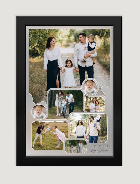 Family Customised Photo wtih date and name white Frames