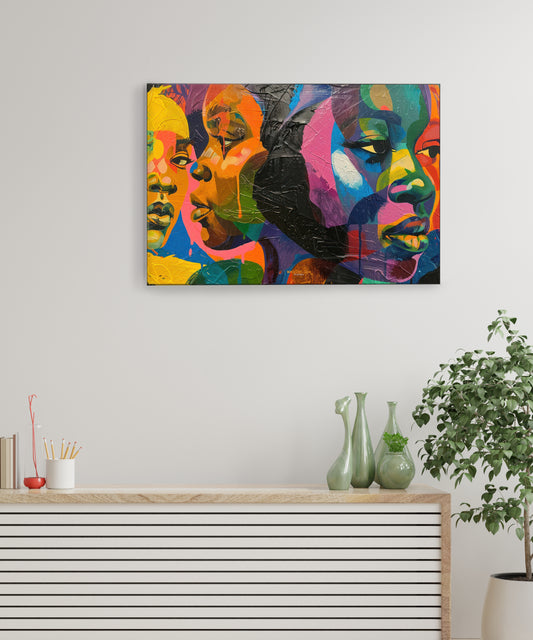 Three-faces-abstract-color Canvas Art Print and Back side wooden frame Wall Decor