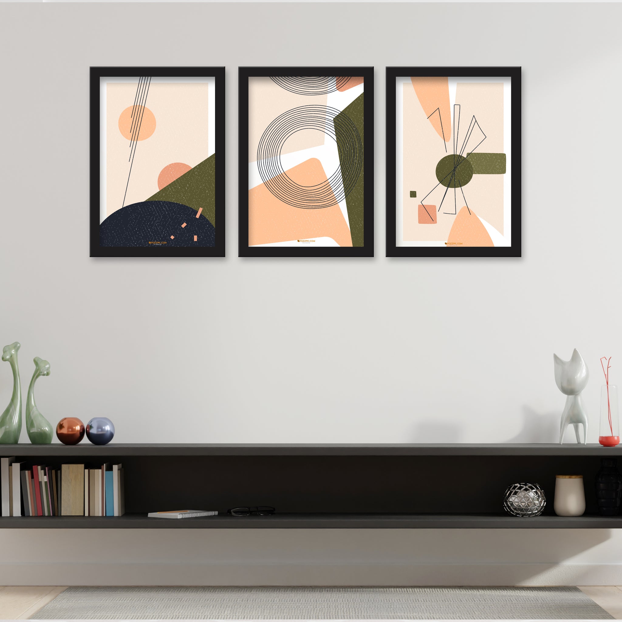 Abstract Art  Set of 3 Piece Wall Décor Set of Framed Wall Hanging Photo Framed | For Hotel, Office & Home