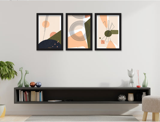 Abstract Art  Set of 3 Piece Wall Décor Set of Framed Wall Hanging Photo Framed | For Hotel, Office & Home