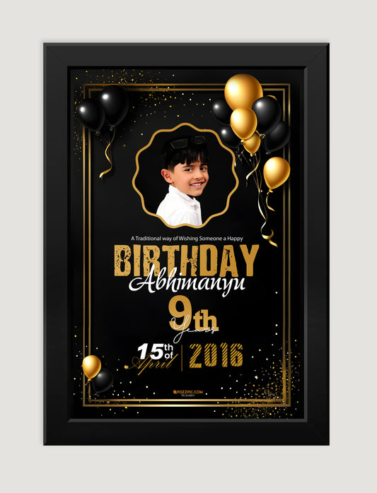 Birthday single photo  with name date  black and white premium quality  Frames
