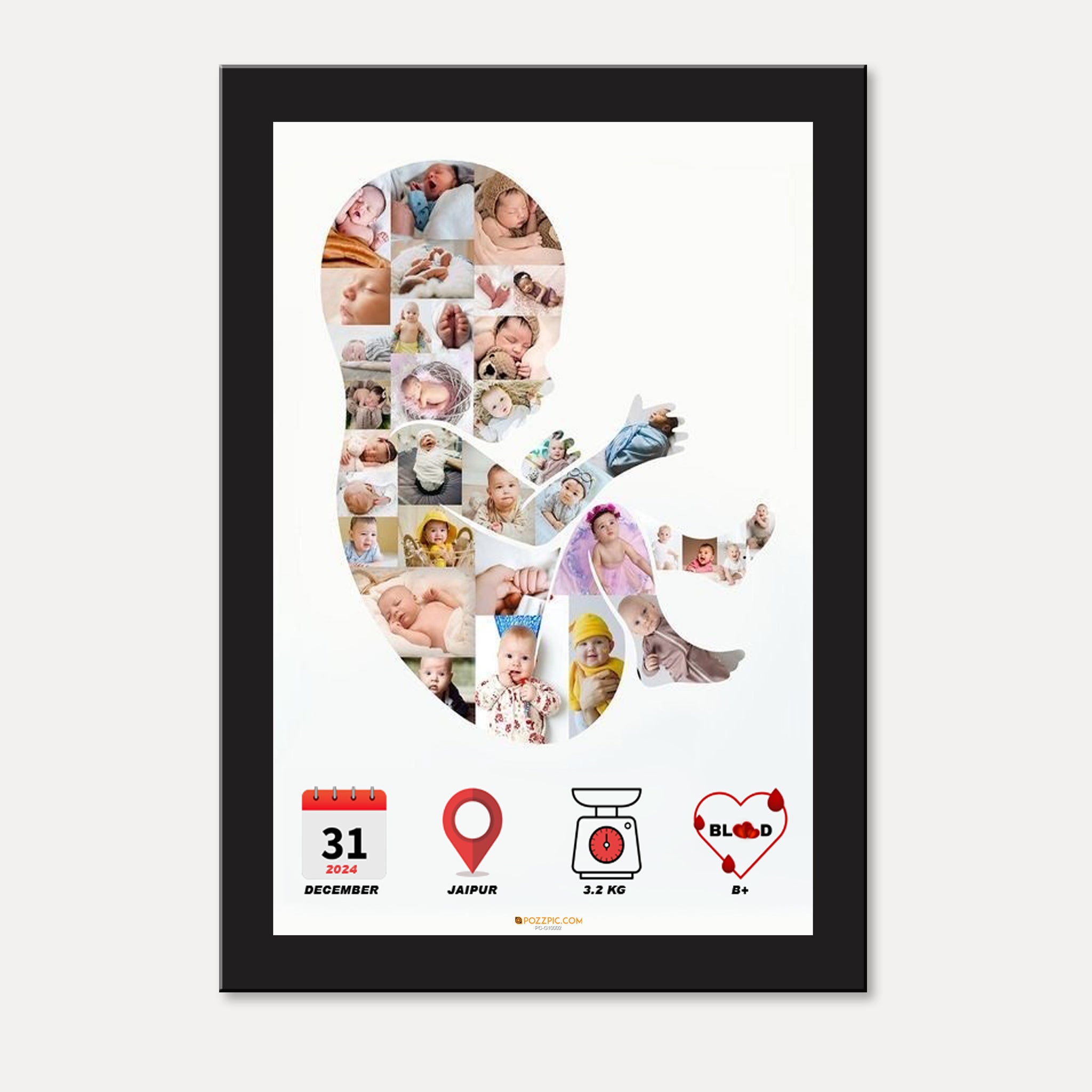 Newborn Baby Stats Poster, Baby Birth Details, Baby Birth Design, Baby Birth Record, Baby Birth Stats Sign, Baby Birth Wall Art Collage Customised Photo Frames