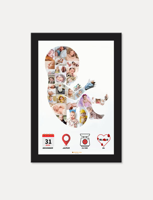 Newborn Baby Stats Poster, Baby Birth Details, Baby Birth Design, Baby Birth Record, Baby Birth Stats Sign, Baby Birth Wall Art Collage Customised Photo Frames