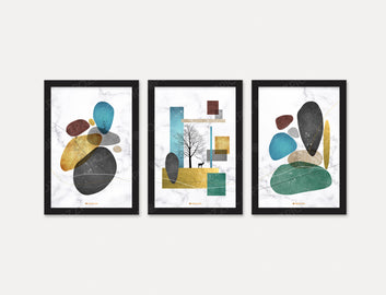 Onyx Stone Boho Painting - Set of 3 forLiving Room, Bedroom, Home, Office, Hotels