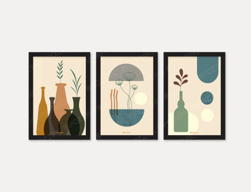 Premium Digital Painting with Frame Abstract Wall Painting Set of 3 Living Room, Bedroom, Home, Office, Hotels