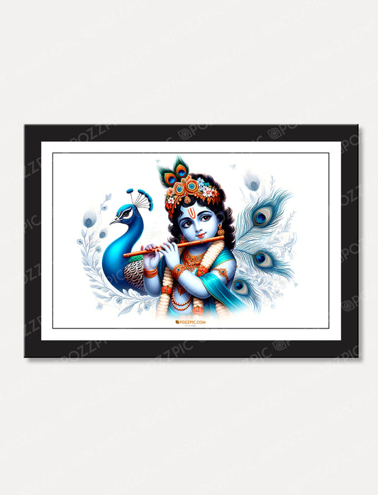 Baby Krishna Photo Posters with framed for Pregnant Women, Cute Little Bal Gopal Poster For Room Wall Decoration